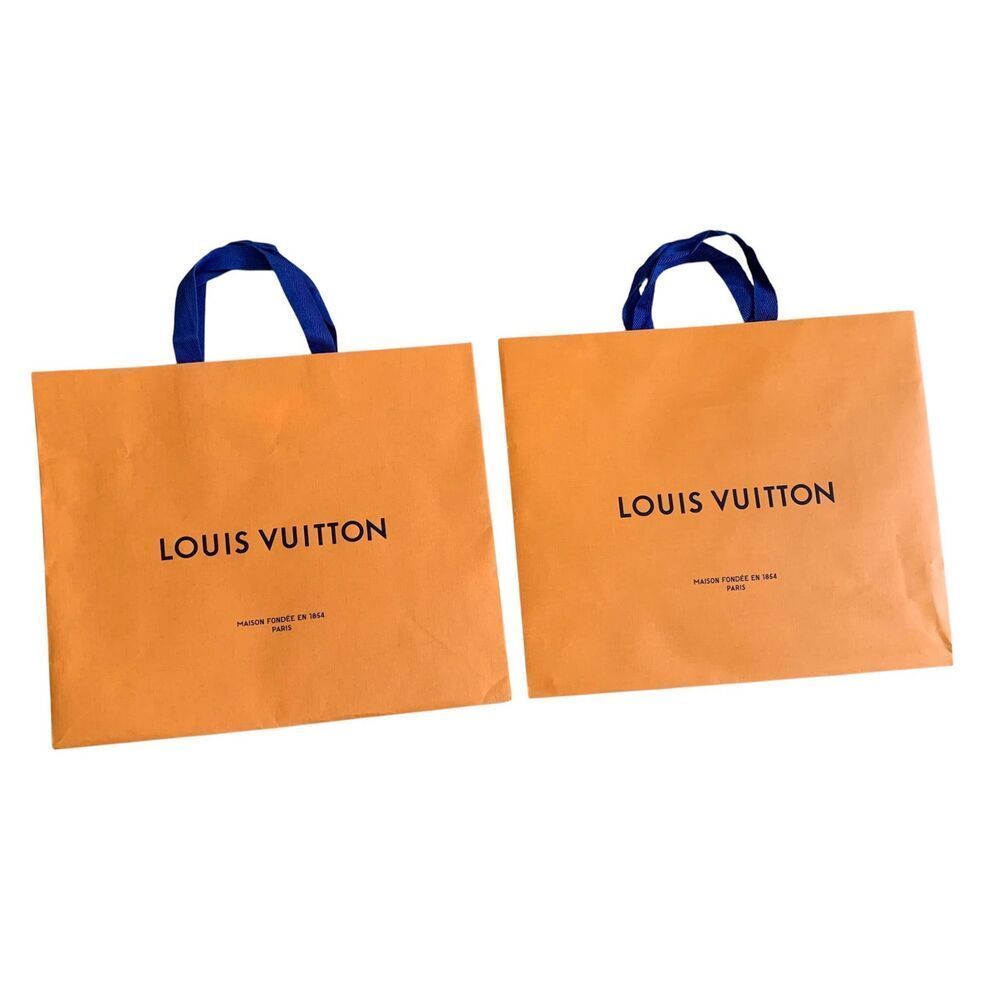 2 Authentic Louis Vuitton Shopping Gift MEDIUM Paper Bag LOT